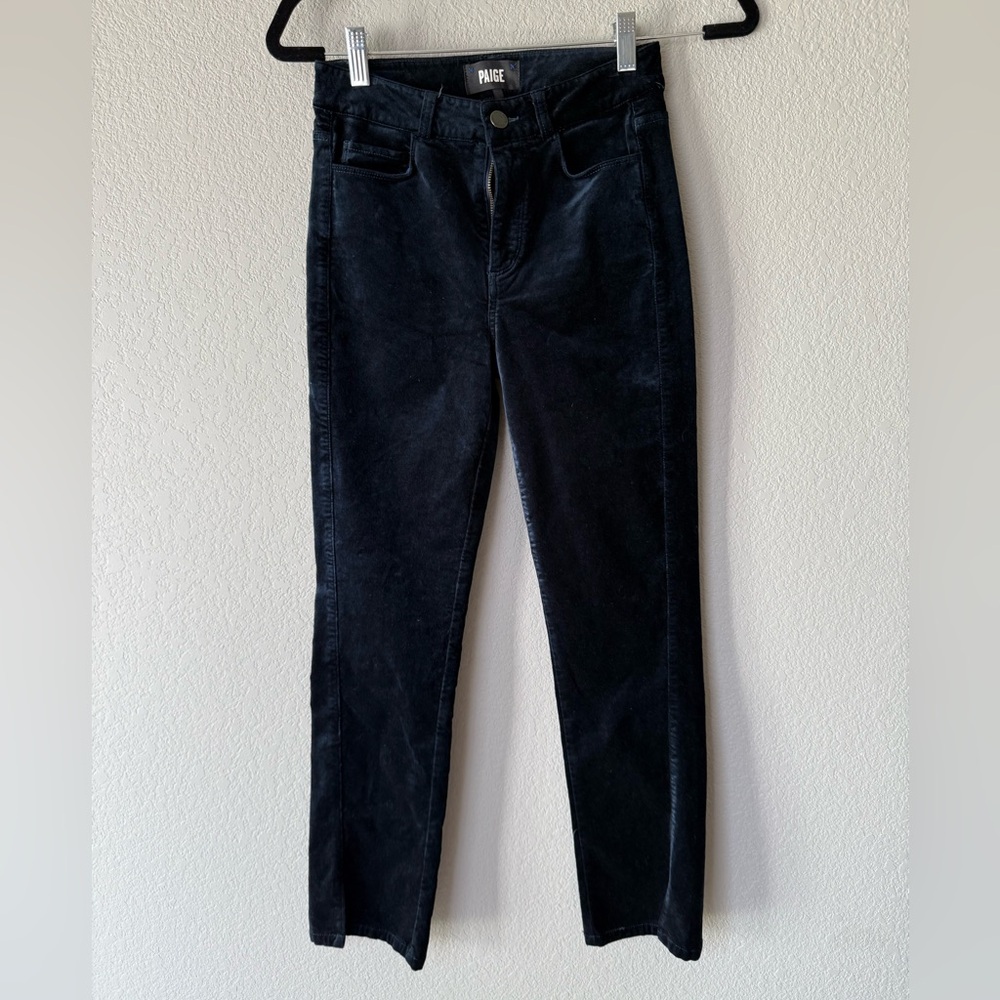 PAIGE Velvet Slim Straight Jeans | Navy Blue | Quiet Luxury | Size 24